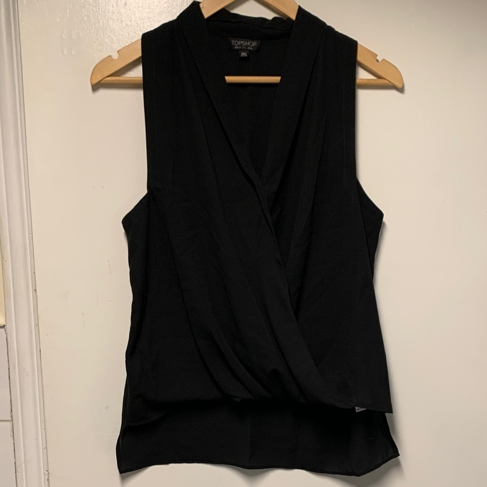 Topshop Elegant Black Wrap Blouse